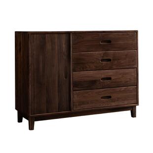 多功能家用实木餐边柜黑胡桃现代简约柜子北欧轻奢精品茶水储物柜