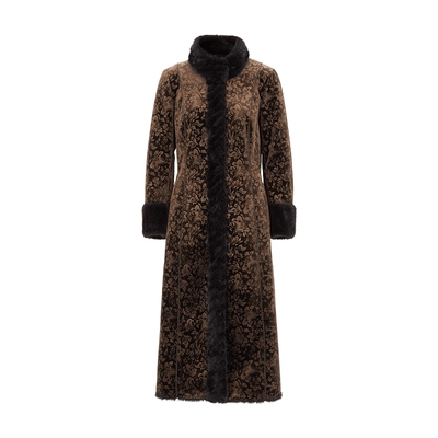 马天奴黑色水貂毛立领长款大衣