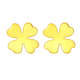 百泰首饰黄金耳钉999足金耳丁几何耳饰耳针耳棍时尚四叶草金耳棒