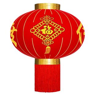 2026新款红灯笼挂饰阳台大门口过年新年春节一对植绒户外装饰灯笼