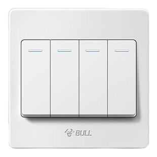 公牛墙壁开关插座开关4开四开双控四位四开双联墙壁电源面板G07白
