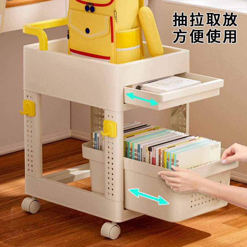 书架置物架落地可移动学生家用书包桌面收纳一体靠墙边窄简易书柜