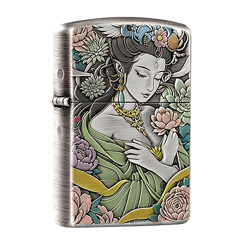 zippo熏银钛彩国色天香