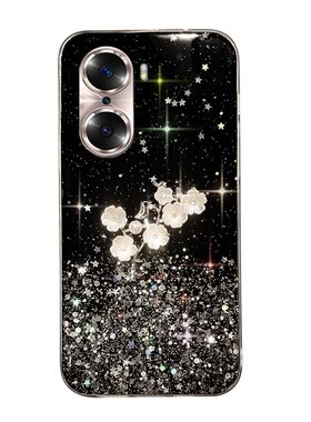 奢华闪粉立体花朵适用荣耀60 手机壳60pro新款70se曲屏honor50保护套x40华为mate40pro+透明p3o爆款80se女por