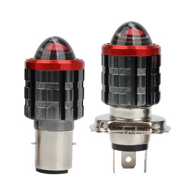 宽压9-85V摩托车led超亮强光H6双爪BA20D三爪H4电动车带透镜灯