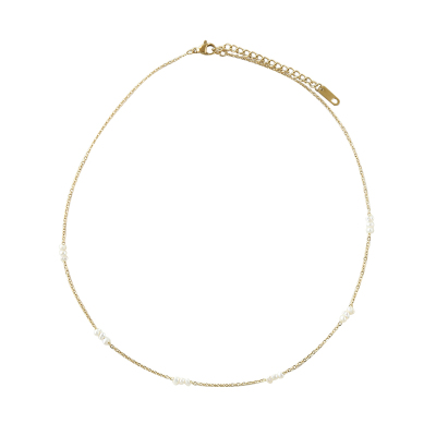 钛钢珍珠法式优雅锁骨链