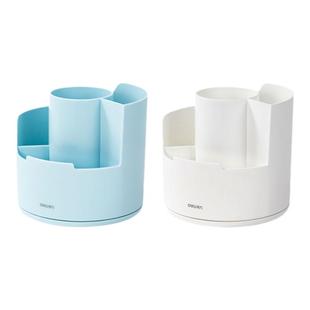 得力360度旋转笔筒大容量笔筒收纳盒创意笔筒学生桌面办公室桌面多功能高颜值笔筒简约风格放笔的收纳盒