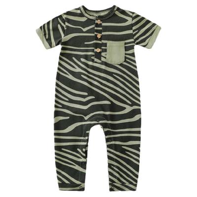 ins绿斑马婴儿连体衣纯棉短袖男