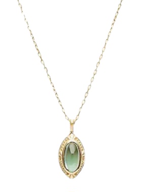 橄榄石复古宫廷风椭圆形吊坠项链