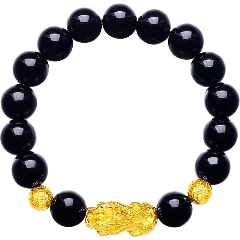 周六福貔貅黃金手鏈男士轉(zhuǎn)運珠手串金珠足金定價串珠父親節(jié)禮物