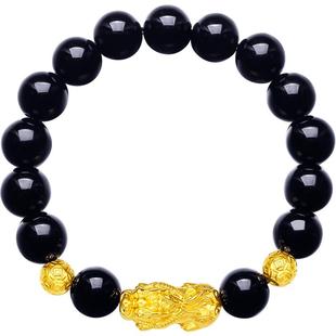 周六福貔貅黄金手链男士转运珠手串金珠足金定价串珠父亲新年礼物