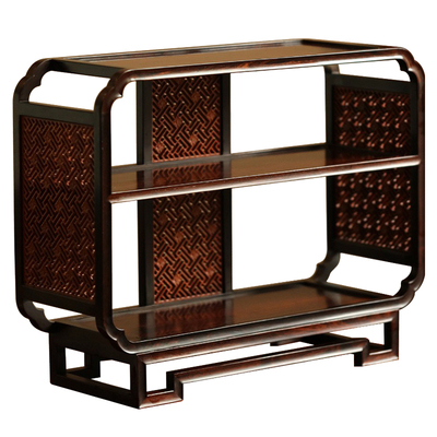 康御红紫光檀X缅甸花梨茶架