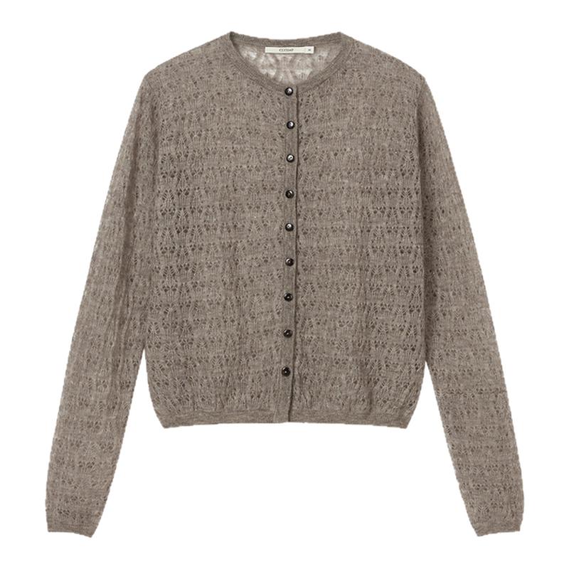 COTEMP DECIDUOUS TREE CARDIGAN 25FW新款落叶镂空羊绒开衫女
