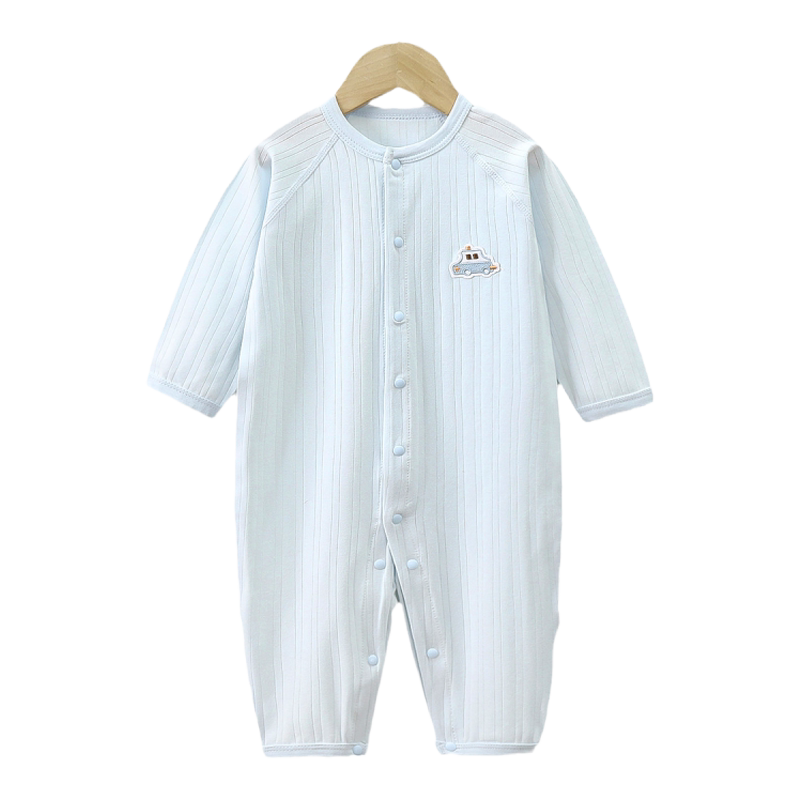 连体衣婴儿衣服夏季薄款外出纯薄棉新生儿哈衣宝宝空调服长袖睡衣