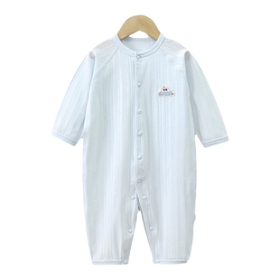 连体衣婴儿衣服夏季薄款外出纯薄棉新生儿哈衣宝宝空调服长袖睡衣