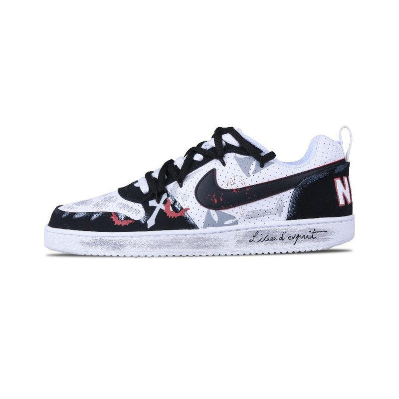 球鞋定制 Nike Court Borough Low 暗夜十字哥特涂鸦低帮男女板鞋