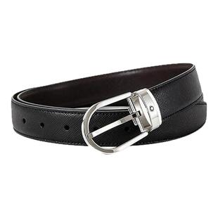 【自营】MONTBLANC/万宝龙经典系列椭圆形扣针男士腰带113834牛皮