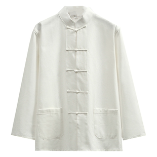 祥瑞唐中国风夏季薄款丝光棉唐装长袖中式冰丝唐装衬衣打底衫汉服