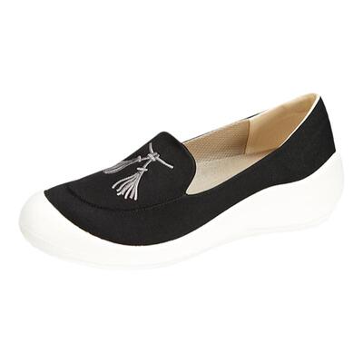 因爱乐诗坡跟刺绣一脚蹬透气女鞋