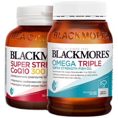 澳佳宝BLACKMORES3倍omega3dha深海鱼油+辅酶Q10300mg