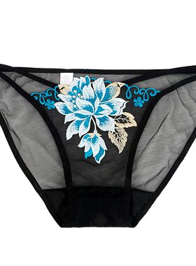 颜蓓薇蕾丝刺绣锦纶大码女三角裤