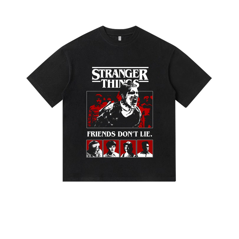 怪奇物语纯棉T恤衫美剧Stranger Things魔王美式直喷印花男装短袖