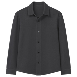 极简风男士翻领衬衫外套春秋商务休闲夹克高级感潮流加厚宽松外套