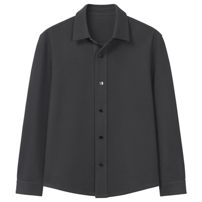 极简风男士翻领衬衫外套春秋商务休闲夹克高级感潮流加厚宽松外套