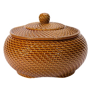 复古手提碳篓仿藤编炭炉装炭茶道茶室配件家用户外碳篮碳钵装炭盆