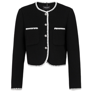 【100绵羊毛】仿佛短外套女冬季新款撞色短款气质毛呢小香风外套