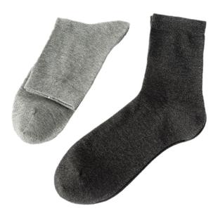 鹿人男士中筒袜子男秋冬抗菌吸汗棉袜四季款透气舒适黑色长袜7157