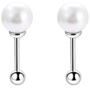 999纯银天然珍珠耳钉女螺丝拧扣养耳洞耳骨钉小耳环爆款高级耳饰