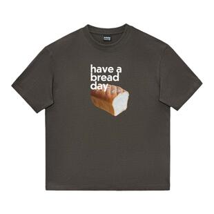 面包日bread day男女情侣款食物印花短袖T恤纯棉宽松潮休闲半袖TE