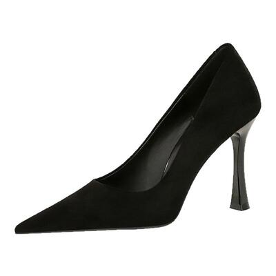 黑色高跟鞋女气质高级不累脚细跟