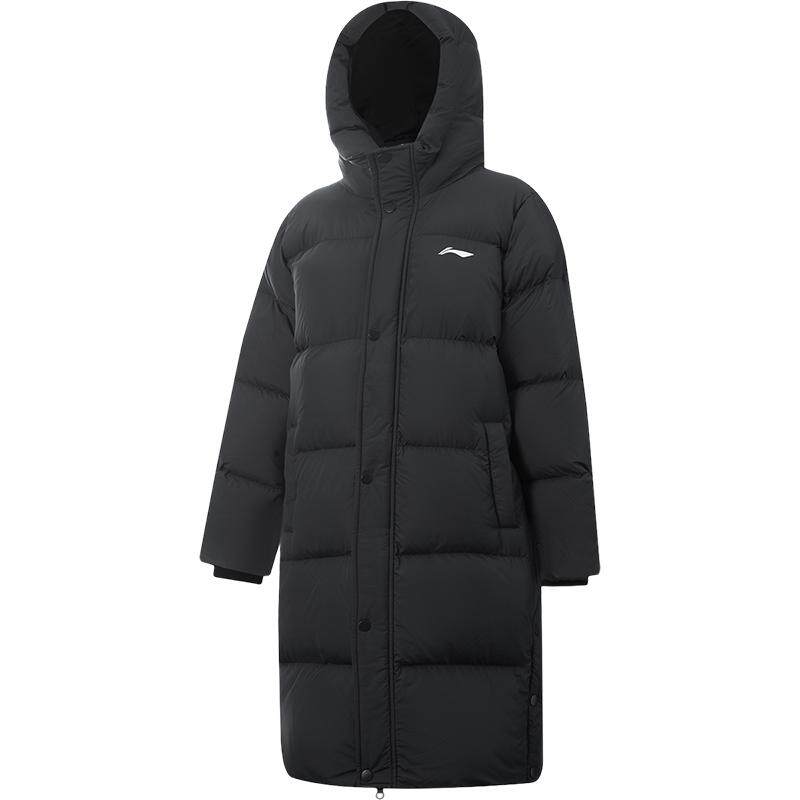 李宁童连帽男女同款长羽绒服童装