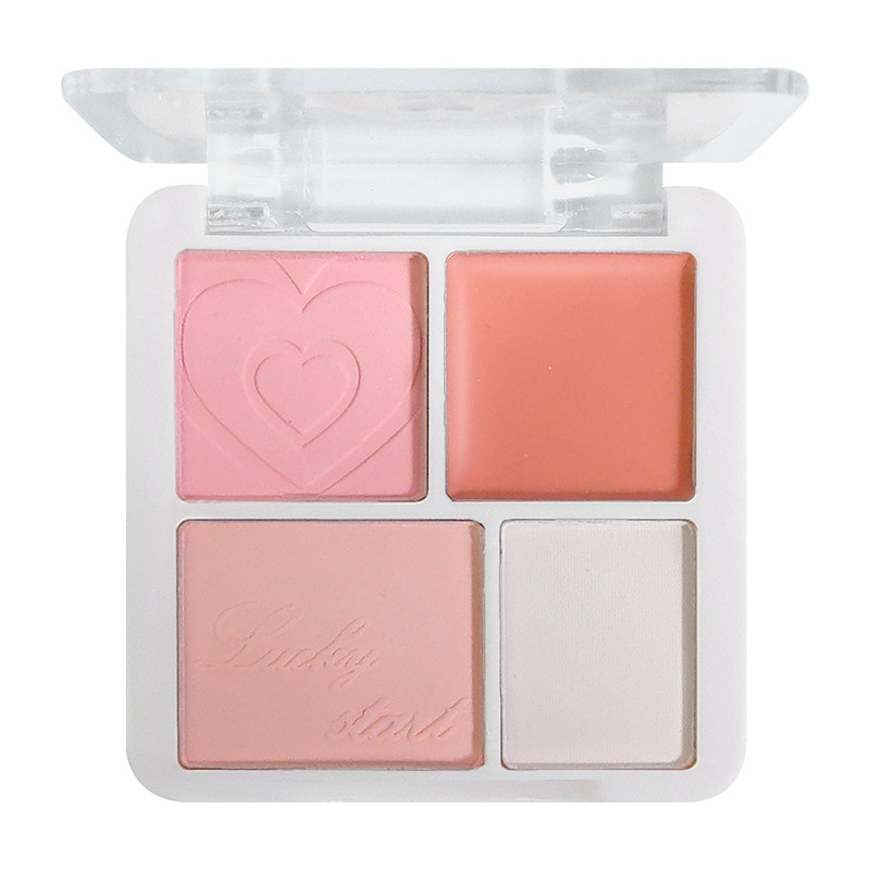 四色腮红高光盘哑光粉色膨胀色新手韩系氛围感多用防水不脱妆学生