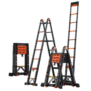巴芬工程人字家用折叠梯加厚铝合金多功能伸缩梯便携梯子升降楼梯