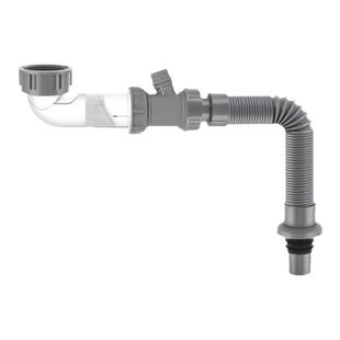 厨房单水槽横向排水管不锈钢盆带溢水孔配件防臭防返水45mm伸缩管