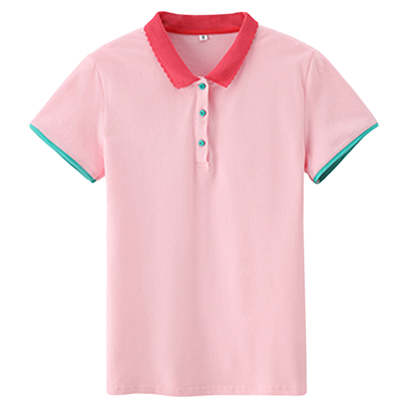 新款幼儿园老师夏季短袖t恤翻领工衣工作服女polo衫定制印字上衣