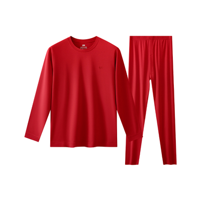 本命年红色纯棉内衣保暖秋衣秋裤