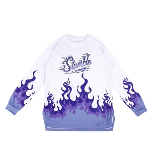 SLAMBLE秋季新款火焰印花运动长袖T恤圆领男速干透气投篮服潮流