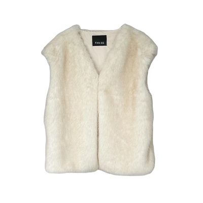 M家韩版狐狸毛环保皮草马甲中长