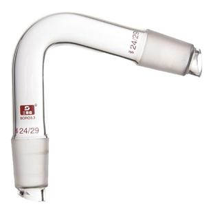 三爱思75度蒸馏头90度105度蒸馏弯头牛角管具侧接受管冷凝管磨口锥形瓶高硼硅透明玻璃化学实验转接头转接口