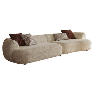 PAULJOHN进口雪尼尔绒弧形沙发别墅大平层老钱风客厅简奢布艺沙发