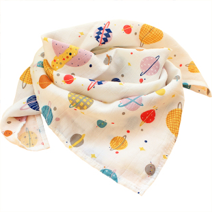 超软护颈小围巾竹棉纱布宝宝大号三角巾口水巾儿童包头巾薄方领巾