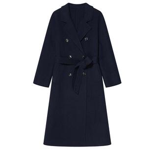 Goodland美地女装冬季时尚羊毛双面毛呢大衣翻驳领外套