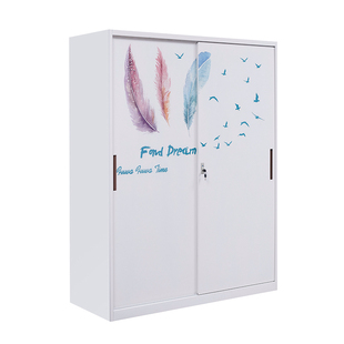 铁皮衣柜家用印花阳台储物柜被褥橱环保欧式推拉门衣橱儿童收纳柜