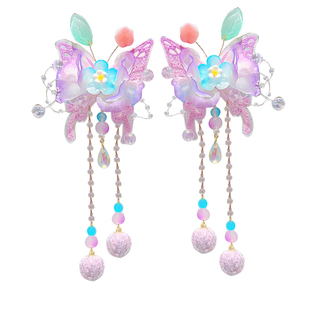 马面裙民族服饰超仙发夹女生古风花朵流苏发夹少女中式汉服发饰