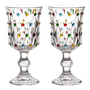 VIANNA丨波点·CUEY欧式复古高脚杯玻璃彩绘葡萄红酒杯香槟杯酒杯