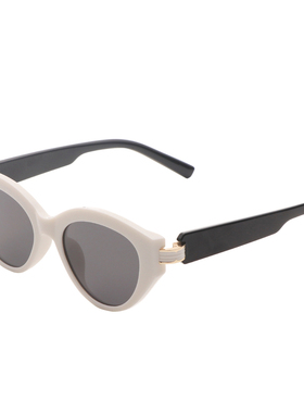 复古猫眼墨镜小脸太阳镜白色防晒